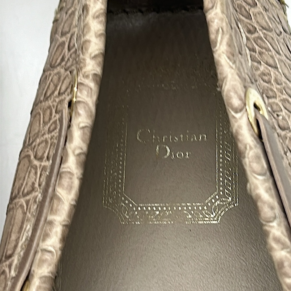 Christian Dior Tan Snakeskin Print Leather Ballet Flats Shoes **Sz 40/US 10** - Picture 6 of 11